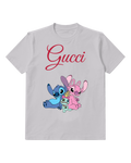 Light Gray Stitch And Angel Cuddling With Scrump Graphic T-Shirt - front product view