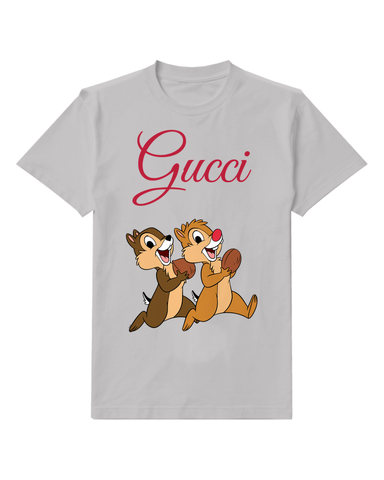 Light Gray Chip And Dale Running With Nuts Graphic T-Shirt - front product view