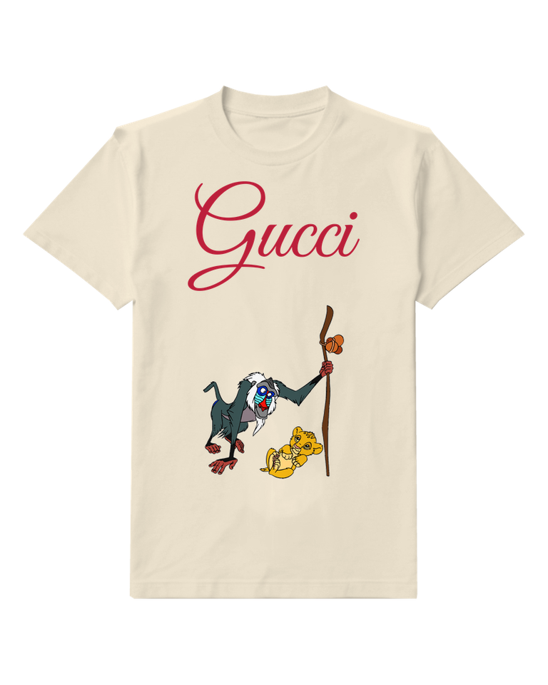 Ivory Rafiki Holding Staff With Simba Graphic T-Shirt - front product view