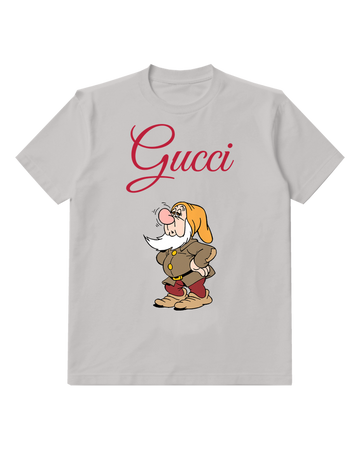 Light Gray Orange Capped Dwarf Side Glance Graphic T-Shirt - front product view