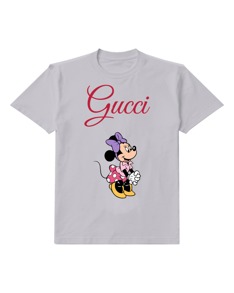 Light Gray Mouse Pink Skirt Hip Pose Graphic T-Shirt - front product view