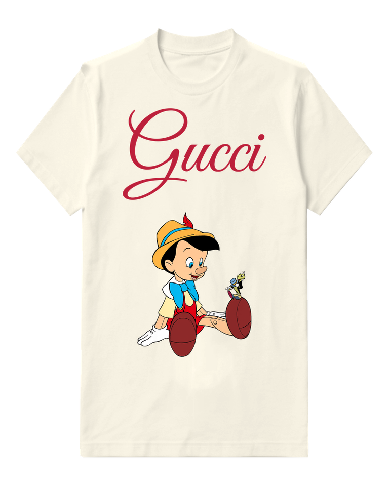 Ivory Pinocchio Sitting Cross Legged Crew Neck Graphic T-Shirt - front product view