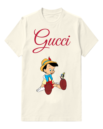 Ivory Pinocchio Sitting Cross Legged Crew Neck Graphic T-Shirt - front product view