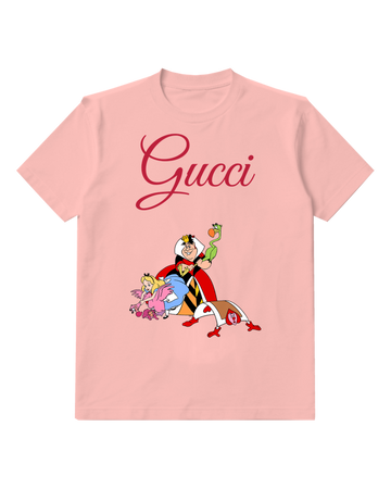 Blush Pink Queen Of Hearts With Alice And Bird Graphic T-Shirt - front product view