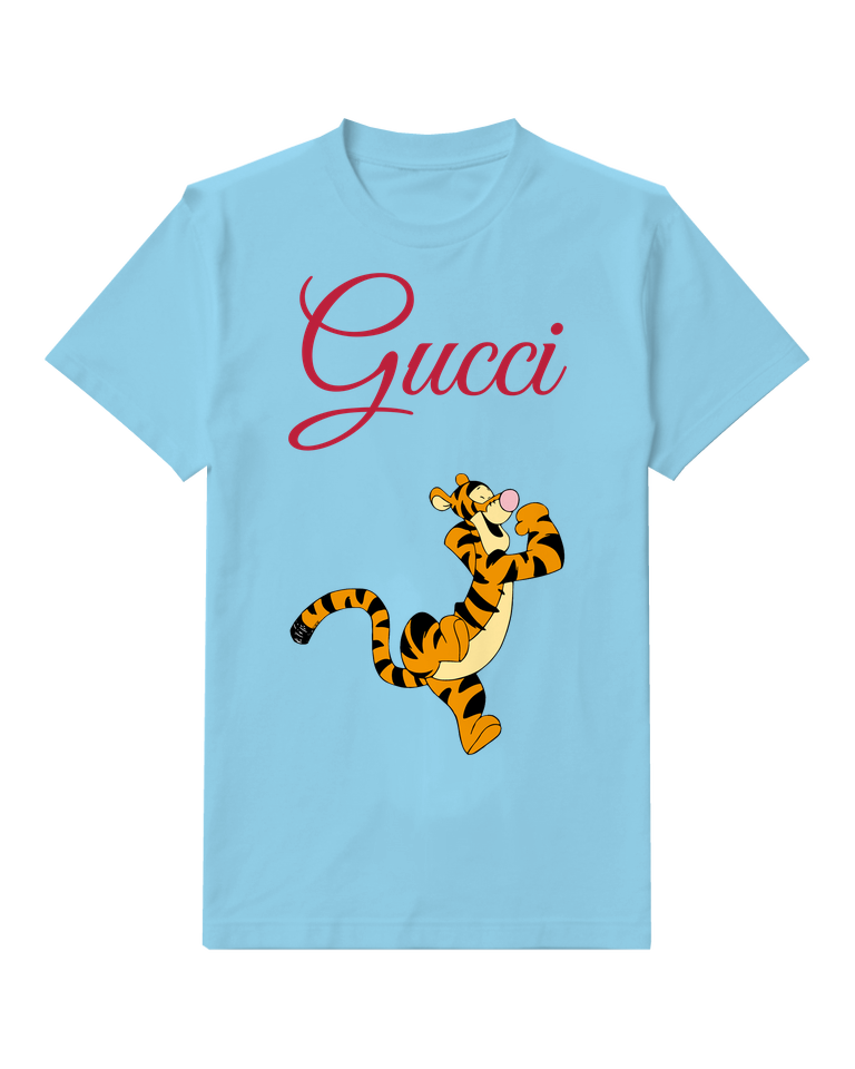 Sky Blue Tiger Midair Curl Graphic T-Shirt - front product view