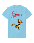 Sky Blue Tiger Midair Curl Graphic T-Shirt - front product view