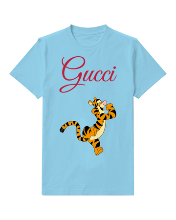 Sky Blue Tiger Midair Curl Graphic T-Shirt - front product view