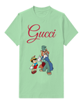 Sage Green Pinocchio And Fox Like Villain Graphic T-Shirt - front product view