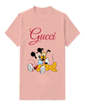 Blush Pink Mickey Mouse Hugs Pluto Graphic T-Shirt - front product view