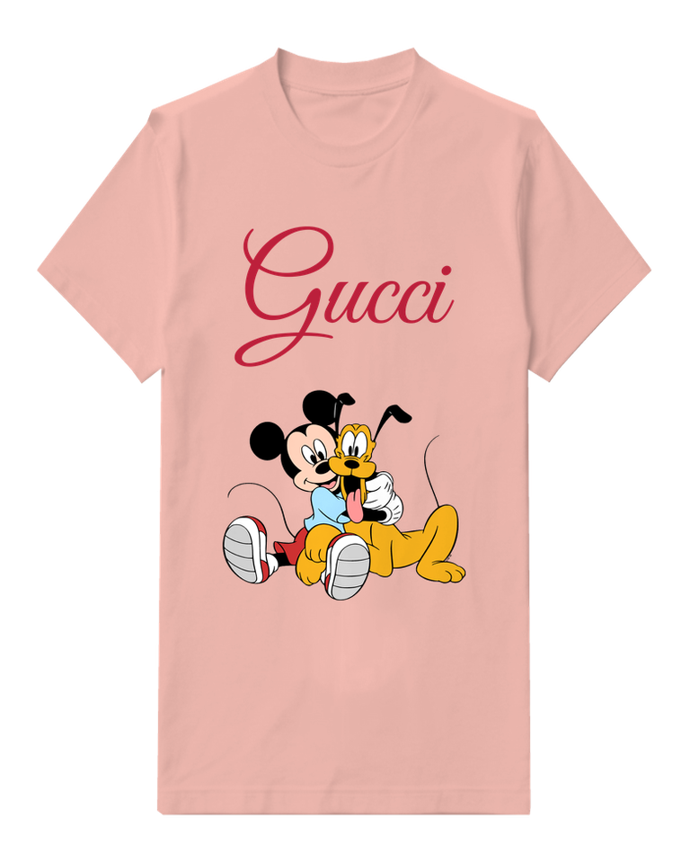 Blush Pink Mickey Mouse Hugs Pluto Graphic T-Shirt - front product view