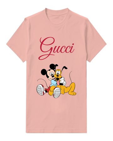 Blush Pink Mickey Mouse Hugs Pluto Graphic T-Shirt - front product view