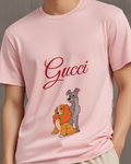 Blush Pink Lady And Tramp Sitting Together Graphic T-Shirt - model wearing view
