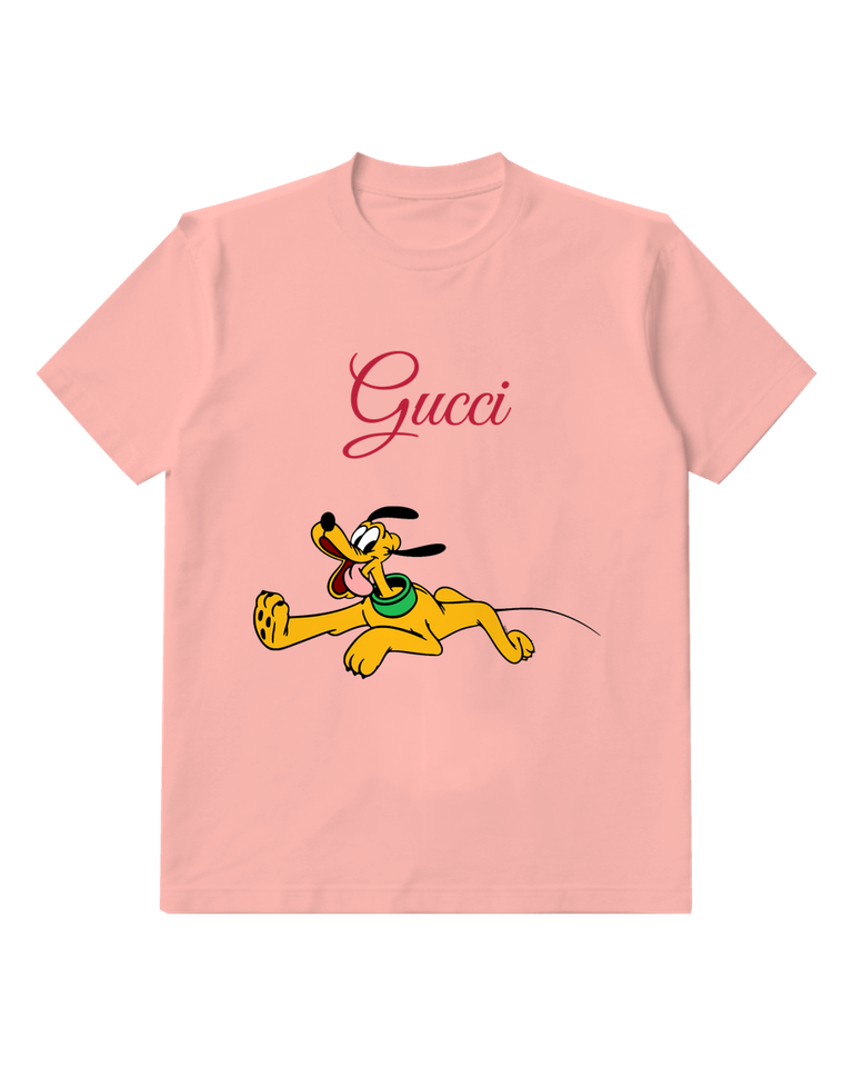 Blush Pink Dog Running Open Mouth Graphic T-Shirt - front product view