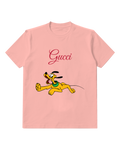 Blush Pink Dog Running Open Mouth Graphic T-Shirt - front product view
