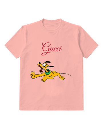 Blush Pink Dog Running Open Mouth Graphic T-Shirt - front product view