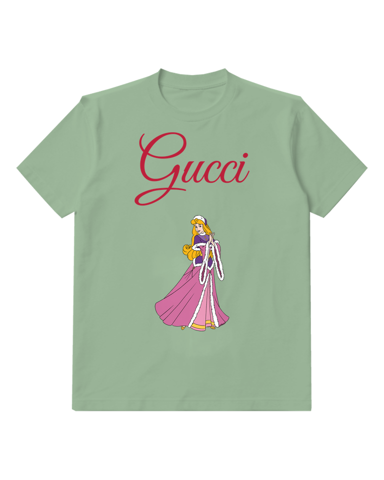 Sage Green Blonde Princess Long Pink Cape Graphic T-Shirt - front product view