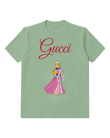 Sage Green Blonde Princess Long Pink Cape Graphic T-Shirt - front product view