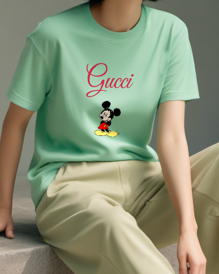 Sage Green Mouse Compact Seated Pose Graphic T-Shirt - front product view