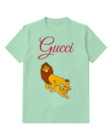 Sage Green Mufasa And Simba Playful Crouching Together Graphic T-Shirt - front product view