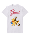 White Pooh And Tigger Joyful Embrace Graphic T-Shirt - front product view