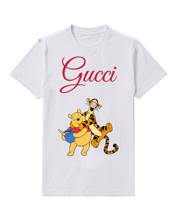 White Pooh And Tigger Joyful Embrace Graphic T-Shirt - front product view