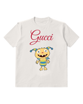 White Yellow Monster Blue Horns Graphic T-Shirt - front product view