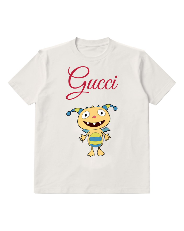 White Yellow Monster Blue Horns Graphic T-Shirt - front product view