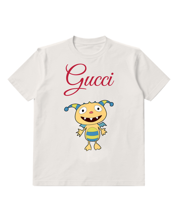 White Yellow Monster Blue Horns Graphic T-Shirt - front product view