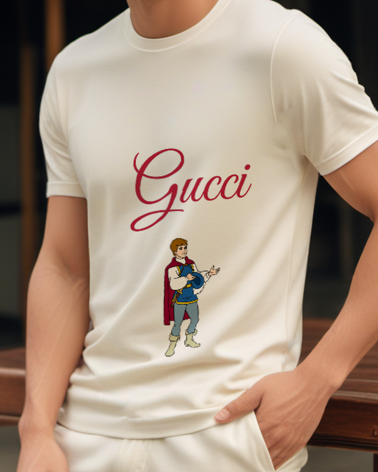Ivory Prince Holding Blue Bird Graphic T-Shirt - model wearing view