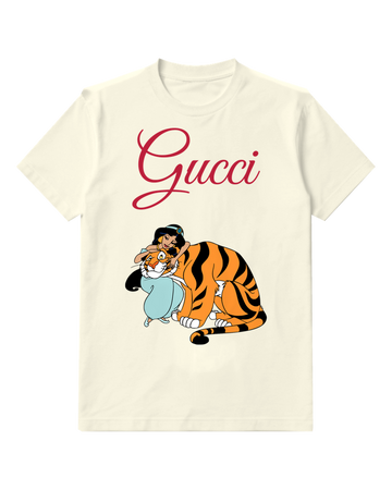 Ivory Jasmine Hugs Tiger In Affectionate Pose Graphic T-Shirt - front product view