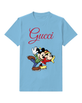 Sky Blue Mickey And Minnie Skating Together Graphic T-Shirt - front product view