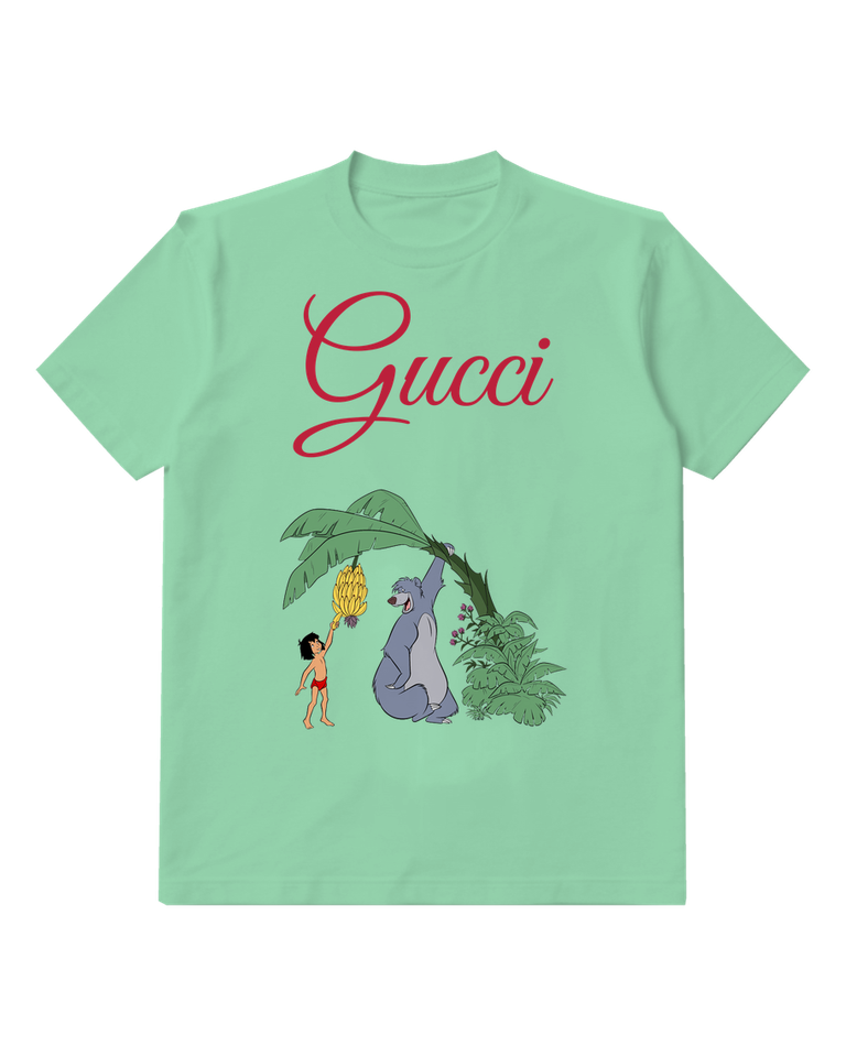 Sage Green Baloo And Mowgli Under Banana Tree Graphic T-Shirt - front product view