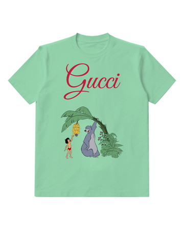 Sage Green Baloo And Mowgli Under Banana Tree Graphic T-Shirt - front product view