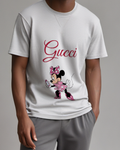 Light Gray Mouse Pink Dotted Run Graphic T-Shirt - model wearing view