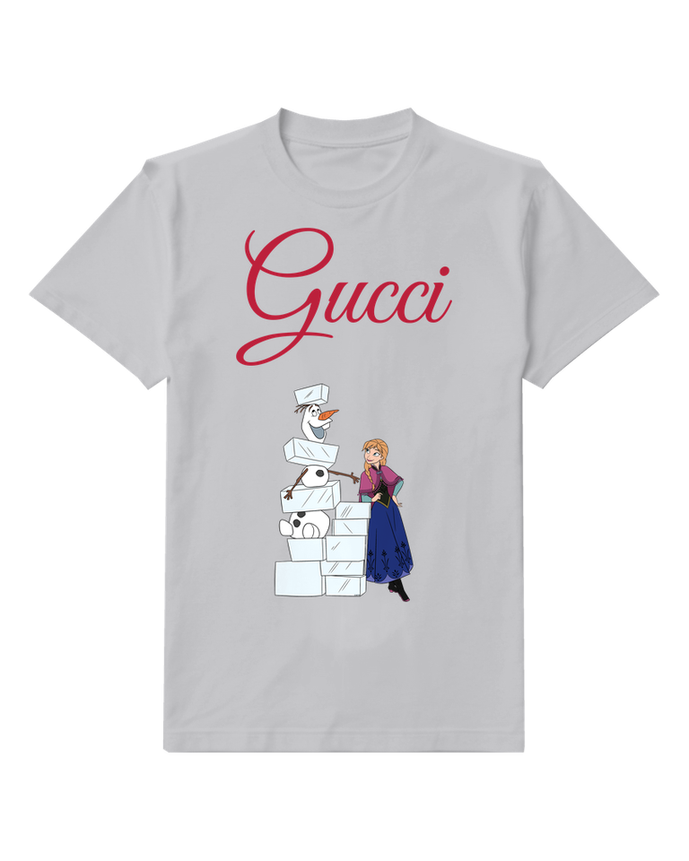Light Gray Anna And Olaf Standing Beside Ice Blocks Graphic T-Shirt - front product view
