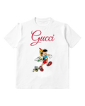 White Pinocchio Running With Book Cricket Beside Graphic T-Shirt - front product view