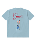 Sky Blue Rabbit Police Officer Stand Graphic T-Shirt - front product view