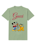 Sage Green Mickey And Pluto With Camera Setup Graphic T-Shirt - front product view