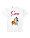 White Jasmine Hugging Tiger In Embrace Graphic T-Shirt - front product view