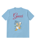 Sky Blue Bird Landing Net Graphic T-Shirt - front product view