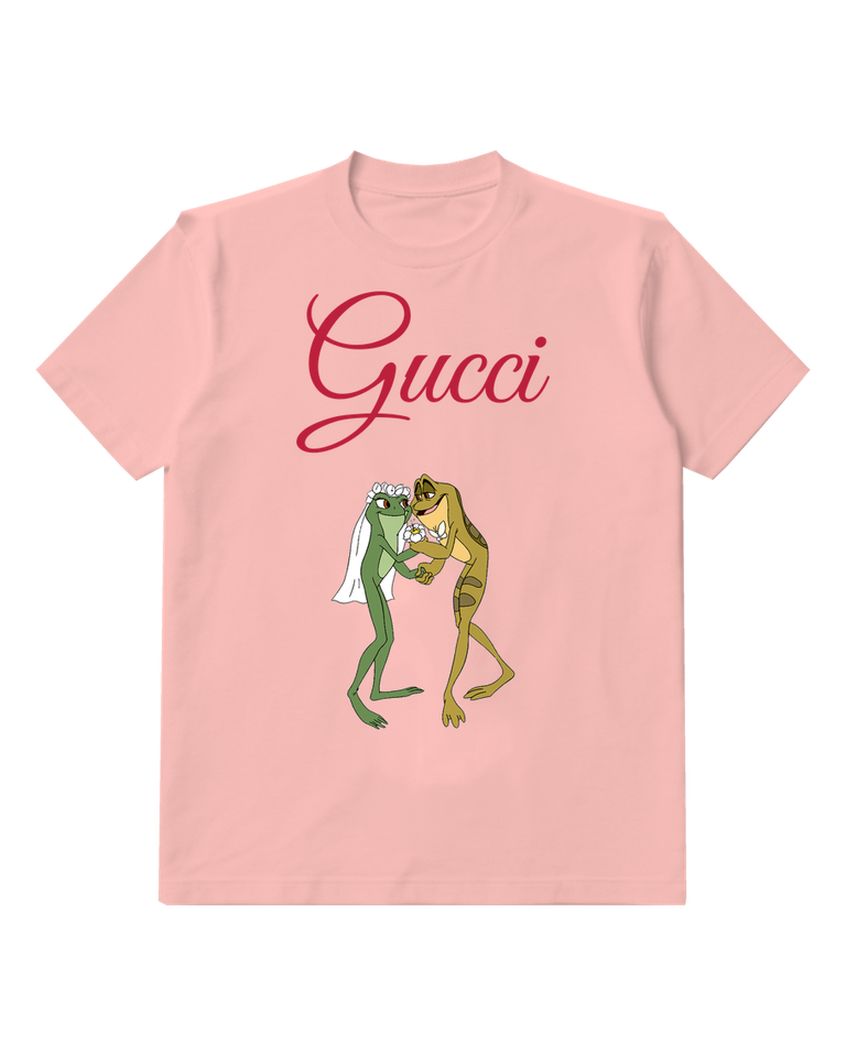 Blush Pink Frog Couple Dancing Together Graphic T-Shirt - front product view