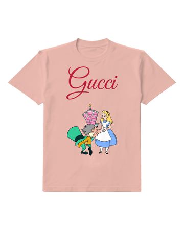 Blush Pink Mad Hatter Offers Cake To Alice Graphic T-Shirt - front product view