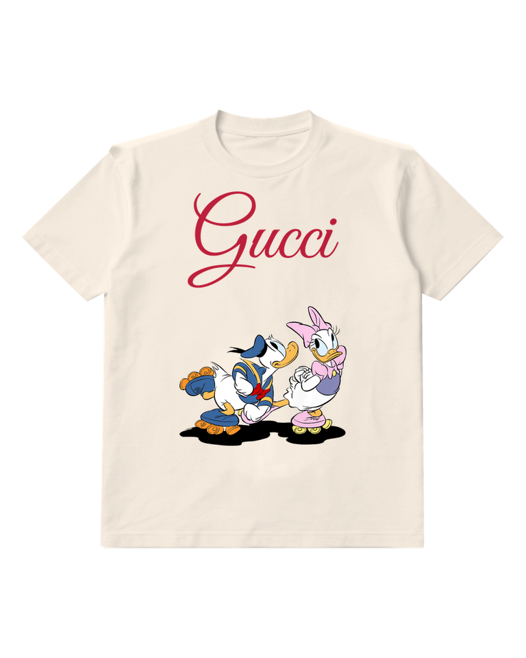 Ivory Donald And Daisy Roller Skating Graphic T-Shirt - front product view