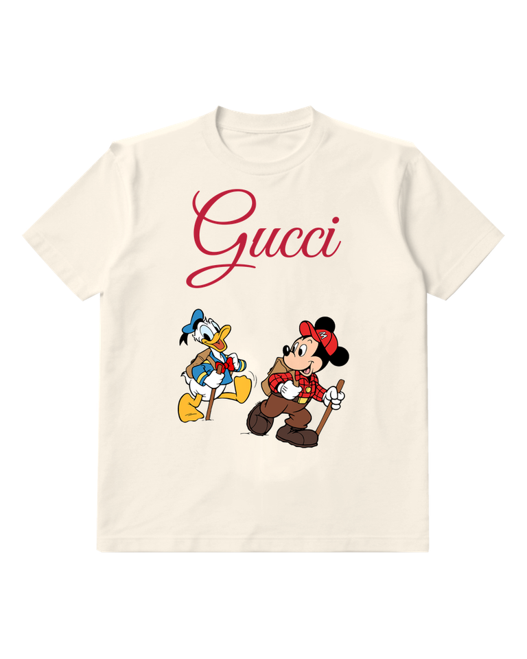 Ivory Mickey And Donald Hiking Together Graphic T-Shirt - front product view