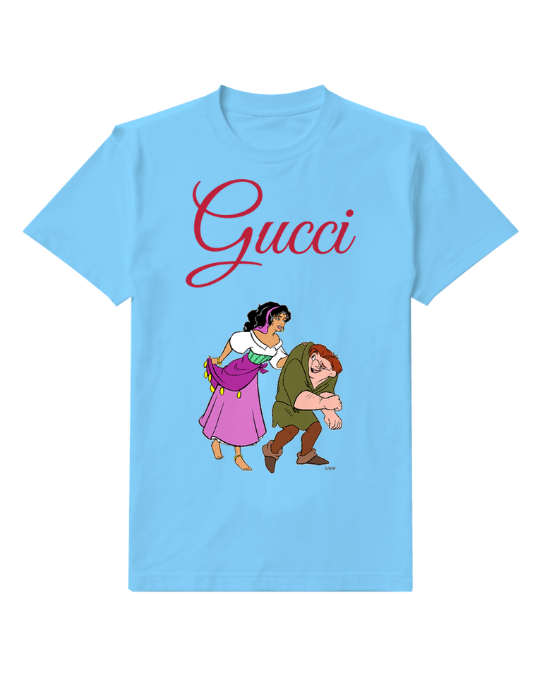 Sky Blue Esmeralda And Quasimodo Dancing Together Graphic T-Shirt - front product view