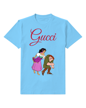 Sky Blue Esmeralda And Quasimodo Dancing Together Graphic T-Shirt - front product view