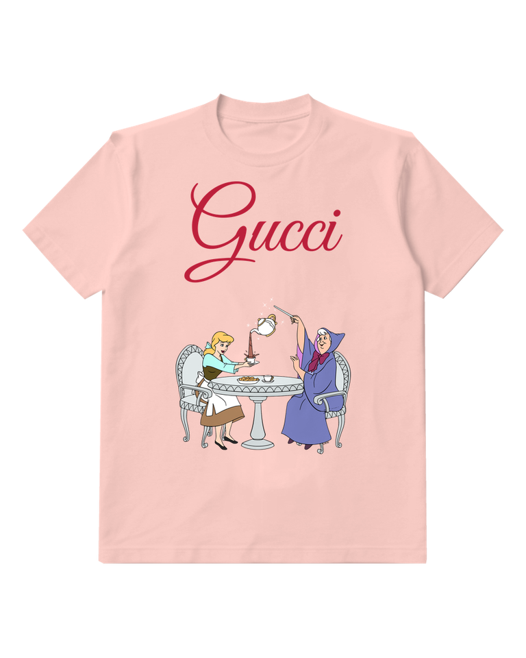 Blush Pink Fairy Godmother Pours Tea Graphic T-Shirt - front product view