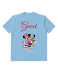 Sky Blue Mickey And Minnie In Winter Attire Graphic T-Shirt - front product view