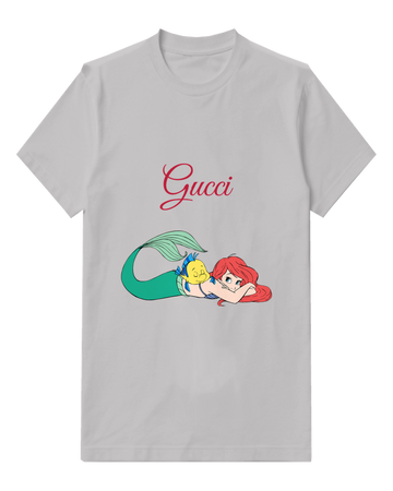 Light Gray Ariel And Flounder Sleeping Together Graphic T-Shirt - front product view