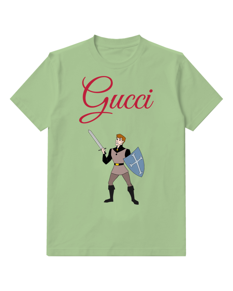 Sage Green Young Knight Sword And Shield Graphic T-Shirt - front product view
